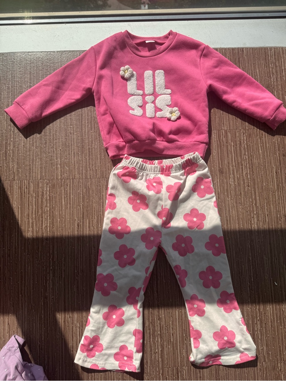 SHEIN Pink Sweatshirt & Floral Pajama Set